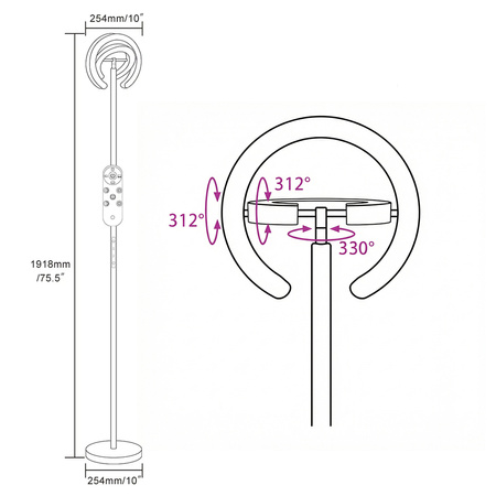 Lampa podłogowa LED bezcieniowa Glow D10