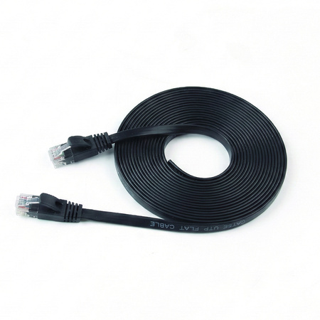 CAT 6A płaski kabel sieciowy U/UTP czarny 1M