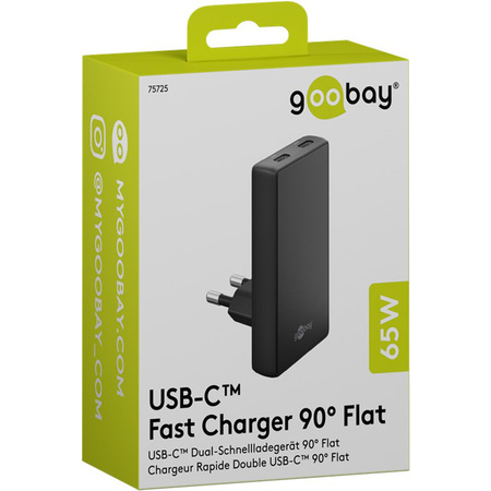 Ładowarka pionowa Goobay 65W 2x USB-C PD czarna