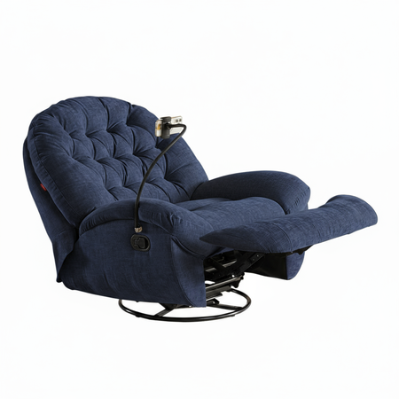 Rozkładany Fotel relaksacyjny obrotowy Spacetronik Flax 04M bujany granatowy