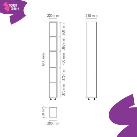 Regał z 5 półkami 198cm Spacetronik SPE-PODF04