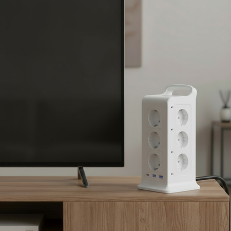 Listwa zasilająca tower 12xAC 2xUSB 1xUSB-C W