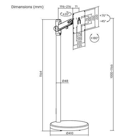 Mobilny stojak na monitor TV SPE-T02B czarny