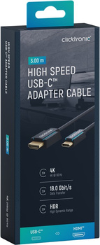 CLICKTRONIC USB-C - HDMI 2.0 4K 60Hz 3m kábel