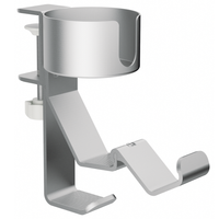 Boczny organizer do biurka na zacisk z uchwytem na kubek srebrny