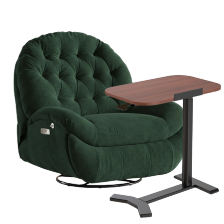 Zestaw wypoczynkowy fotel elektryczny Spacetronik Flax 04M zielony + stolik regulowany