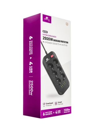 Listwa zasilająca Spacetronik SR-204 6xAC + 4xUSB