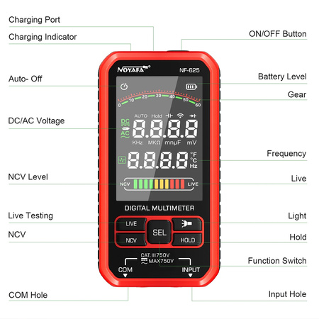 Multimetr cyfrowy 750V Noyafa NF-625