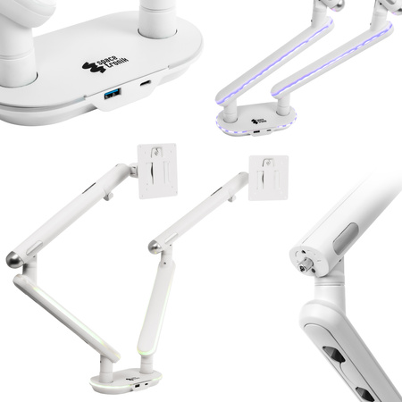 Podwójne Ramię do Monitora SPAF120LUW Białe