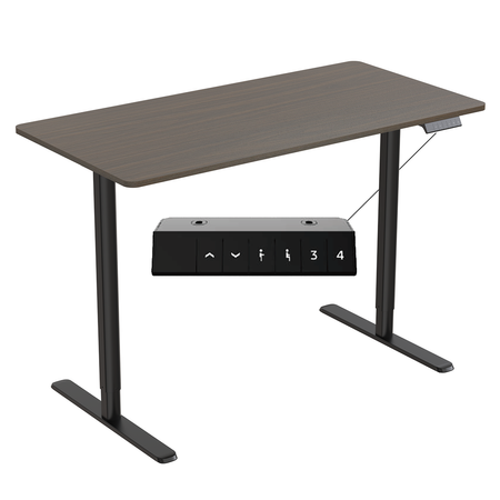 Spacetronik Moris 121BT 120x60 elektrický stôl, čierny rám, tmavá drevená doska