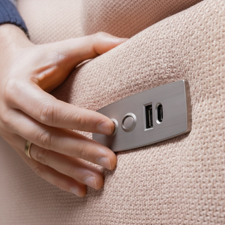 Fotel relaksacyjny regulowany elektryczny FLAX 05 z USB regulacją oparcia i podnóżka