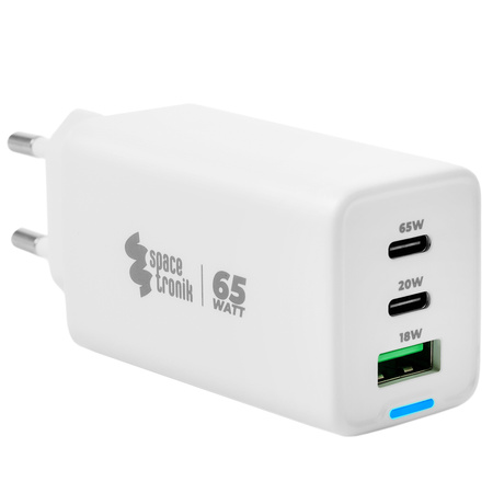Ładowarka Spacetronik 3w1 65W USB-C USB PD Quick 3.6A Biała