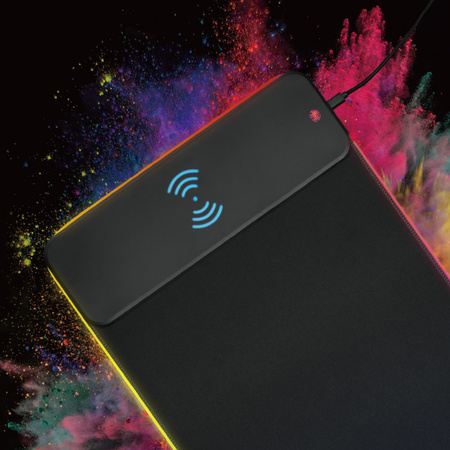 Mata mutispandeksowa RGB z ładowarką Qi 80x30cm