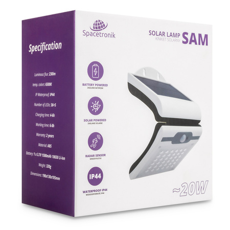 LED nástěnné svítidlo Spacetronik SAM 20W Automatic bez kabelů