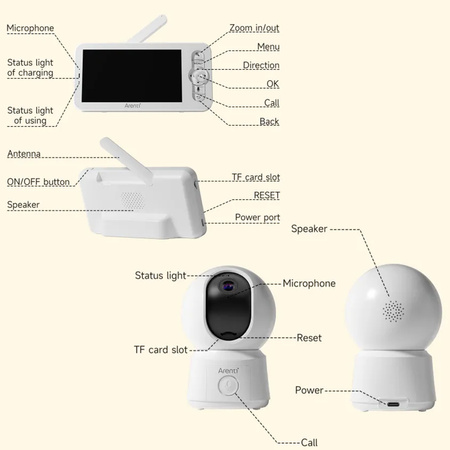 Niania elektroniczna z ekranem Arenti AInanny B2