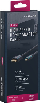 CLICKTRONIC HDMI - micro HDMI 2.0 4K 60Hz 2m kabel