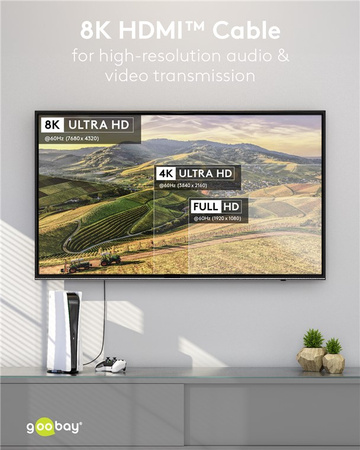 Kábel HDMI 2.1 8K 60Hz Goobay Plus TEXTIL 3 m