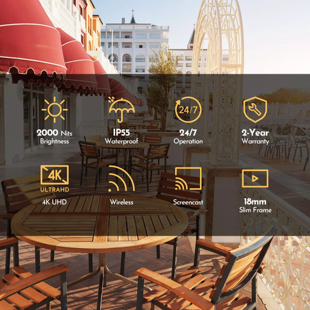 Telewizor Zewnętrzny 65" Sylvox 4K, 2000 nitów