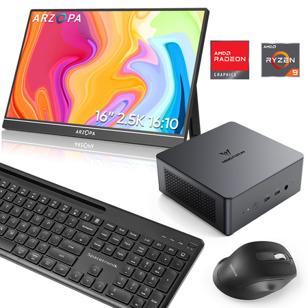 Zestaw -10% minisforum PC AMD Ryzen 9 7940HS z ekranem przenośnym, myszką i klawiaturą