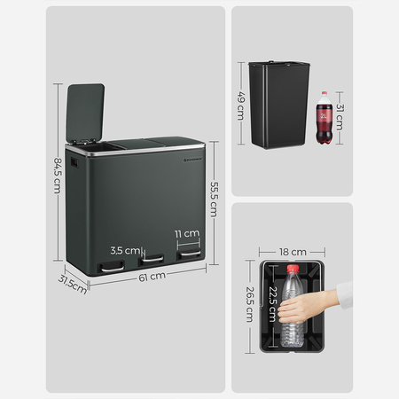 Funky Trash Can Gray Black Spacetronik Potrójny