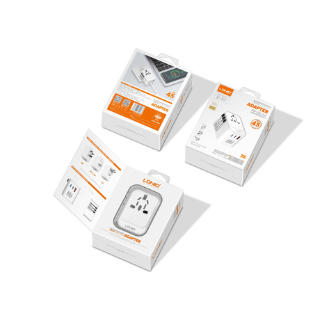 GaN 45W 2xUSB-C USB-A Universal Travel Adapter