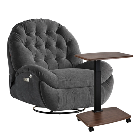 Zestaw wypoczynkowy fotel elektryczny Spacetronik Flax 04M szary + stolik regulowany