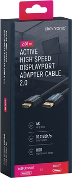 CLICKTRONIC DisplayPort DP - HDMI 2.0 4K 2m Kabel