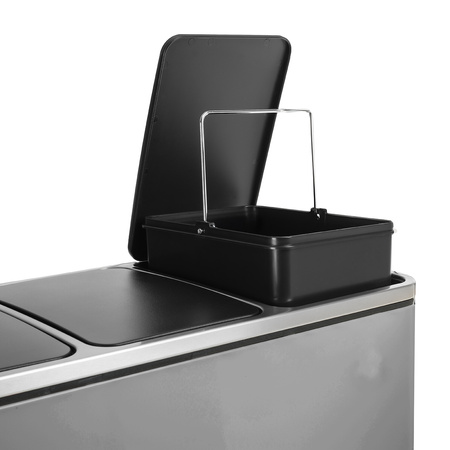 Kosz na śmieci metalowy 3x18L srebrny 54L