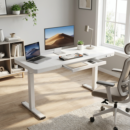 Biurko Elektryczne Astrid SPEB128WW_140_60 140x60 z Szufladą i USB