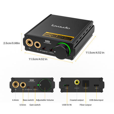 Zvukový prevodník DS400 DAC s koaxiálnym rozhraním USB-C spdi/f