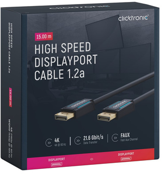 Kabel CLICKTRONIC DisplayPort DP - DP 1.2 4K 15 m