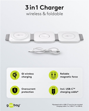 Ładowarka indukcyjna Goobay 15W składana 3w1 USB-C