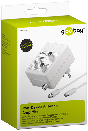 Goobay DVB-T/T2/C antenna amplifier for 2 TVs