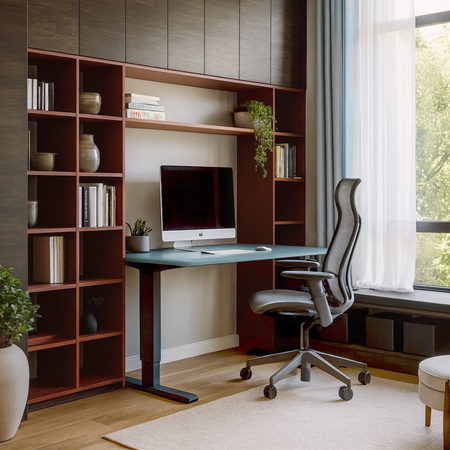 Stelaż elektryczny Spacetronik SPE-222OB + blat MDF premium niebieski