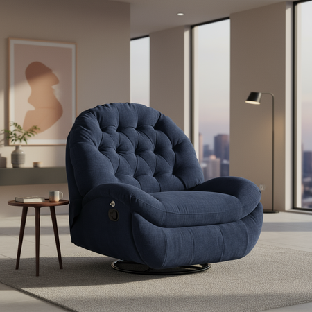 Zestaw wypoczynkowy fotel Spacetronik Flax 04M niebieski + stolik regulowany BUDDY