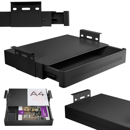 Under-Desk Storage Drawer with Shelf Large White