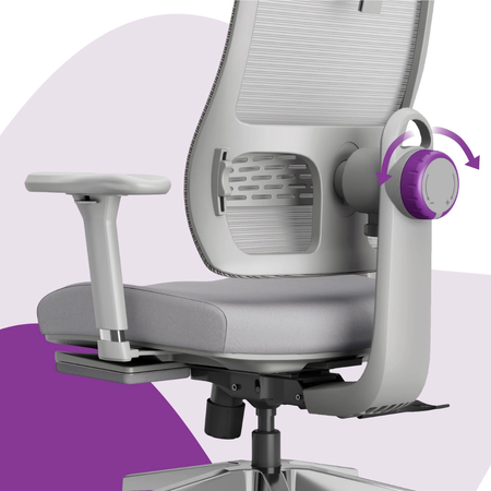 Zestaw ergonomiczny krzesło LUMBO 22 szare + biurko manualne SPE-O113 100×60 białe