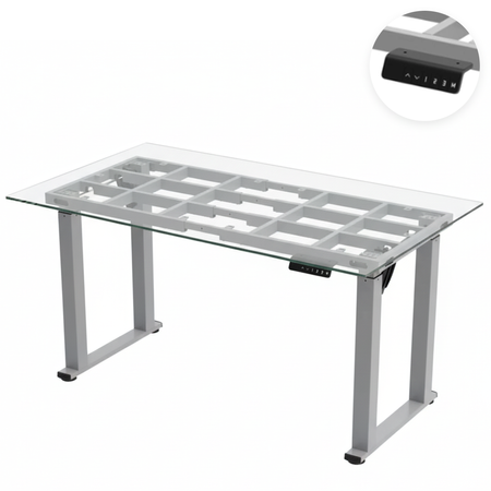 Zestaw do nowoczesnego biura: biurko elektryczne + fotel + szafka szary