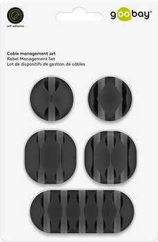 Cable organizer 3M glue set 5-piece black Goobay