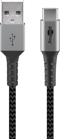 USB-C - USB-A 2.0 Kabel Goobay TEXTIL 1m