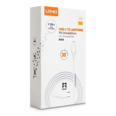 Kábel USB-C - Lightning LDNIO 2m 30W biely LC122I