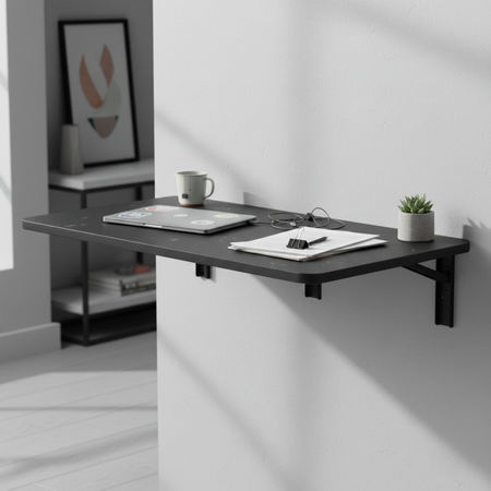 Biurko składane SPB149B 100×40 cm czarne składane 90°