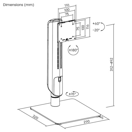 Podstawa monitora wolnostojąca srebrna Spacetronik
