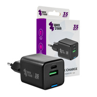 2-in-1 USB-C USB PD Quick 35W 3.6A Ladegerät schwarz