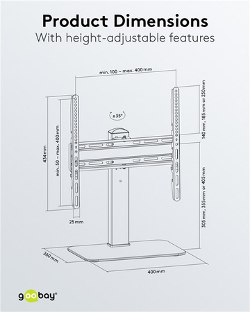 Goobay BASIC TABLE FIX M 32"-55" 40kg TV stand
