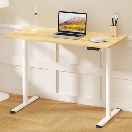 Spacetronik Moris SPE-O121 120x60 electric desk, White frame, Light wood top