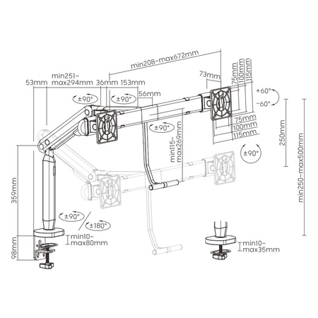 Gegengewichtshalterung 2 Monitore Spacetronik SPAI120