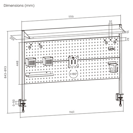 Tablica perforowana Holdee SPB-162W 120cm