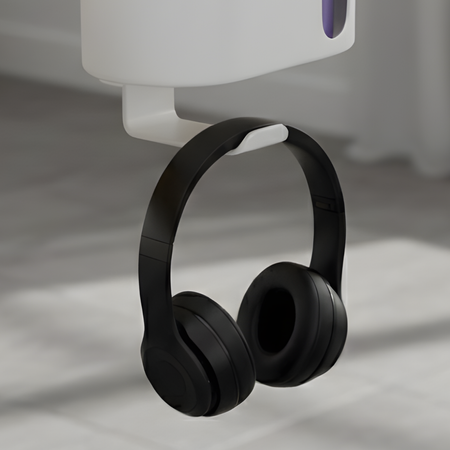 Boczny organizer do biurka na zacisk z uchwytem na kubek biały