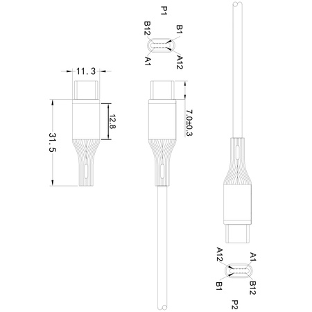 Kabel LED silikonowy USB-C do USB-C 1m